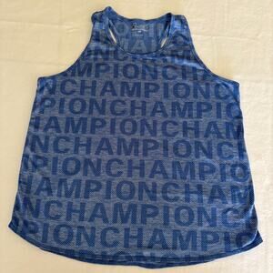 Champion Blue Logo Monogram Print Women's Large Athletic Racerback Tank top